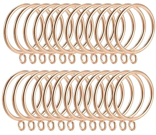 TA-VIGOR 24Pcs Metal Curtain Rings, 28mm Internal Diameter, Gold Tone