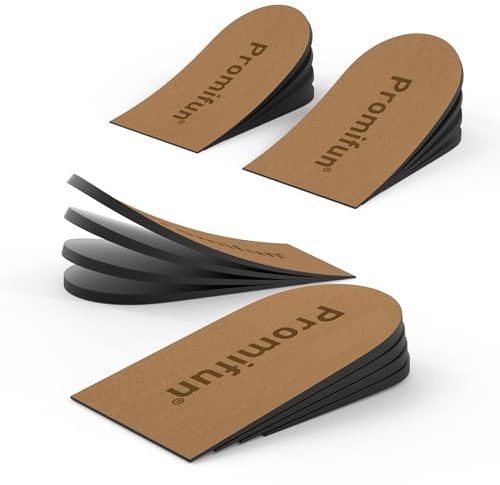 Promifun Plantilla Espolón Calcáneo 4 Capas Ajustables Para Fascitis Plantar, Taloneras Para Zapatos Con Soporte De Arco, Alza Para Piernas Desiguales, 2 Paires Marrón L (EU 40-45)