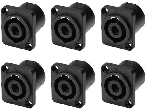 Greluma 6 st 4 Pol Panelmonterad Uttag Kontakt, 4 Pin Audio Kvinna Runt Jack Vrida Låsadapter Kompatibel med Speakon NL4MP, NL4MPR, NL4FC, NL4FX, NLT4X