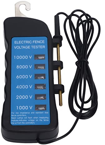 Tester di tensione di recinzione elettrica impermeabile 10000 V - Strumento agricolo portatile con 6 spie luminose per la protezione del bestiame e della proprietà