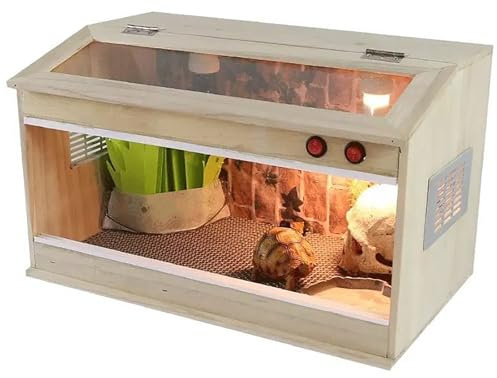 Casa de tortugas de madera, terrario ideal para reptiles de mascotas, lagarto camaleón, geco e incubadora, jaula de hábitat para interiores y exteriores para mascotas pequeñas