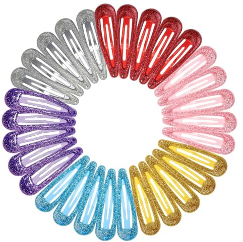 KEYRI 30 Pezzi Colorati Glitter Paillettes Fermacapelli Barrettes Glitter Clip a Scatto per Capelli Fermagli per Capelli in Metallo Colorati Barrettes Accessori Mollette Capelli Bambina (Multicolore)