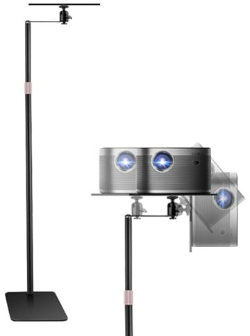 OUGPIU Projector Floor Stand with Tray,Laptop Music Stand Universal Projector Ceiling Tripod Accessories with Adjustable Height 120-166cm&360°Rotating