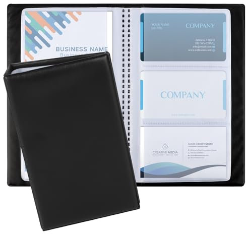 TDUNSYA PU-Leder Visitenkartenmappe für 240 Karten, Visitenkartenbuch Schwarz, Visitenkarten-Organizer, Büro-Visitenkartenhalter, für Büro und Praxis Visitenkartenbuch Kundenkarten Kreditkarten