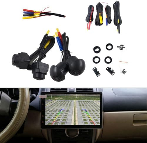 Eawfgtuw Système de caméra de voiture à 360 degrés - Vue panoramique panoramique - IP68 - En métal ABS - Qualité vidéo HD - Pour système de surveillance de véhicule