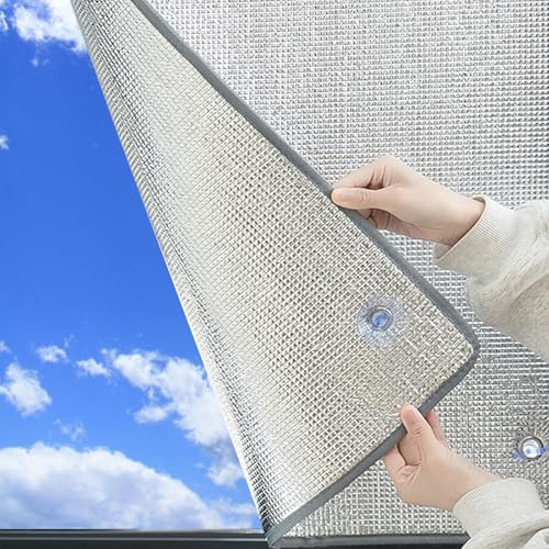 Sonnenschutzfolie Hitzeschutzfolie Fensterfolie Uv Schutzfolie Sonnenfolie Verdunkelungsfolie Wärmeschutzfolie Sonnenschutz Hitzeschutz mit Saugnäpfen für Fenster Dachfenster Innen Außen(Gray,60x110 c