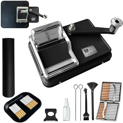 Machine à tuber les cigarettes manuelle 8 mm – Tubeuse cigarette en métal robuste avec accessoires, machine à tuber le tabac, tubeuse manuelle avec étui, plateau à tabac et kit complet