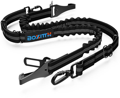 BOZITTH Cintura Sicurezza Cani Auto, 2 Pezzi Cintura Auto Per Cani Con Cinghie Di Regolazione In Nylon Riflettente, Cintura Sicurezza Auto Con Moschettone In Lega Resistente, Tutti i Tipi Di Auto