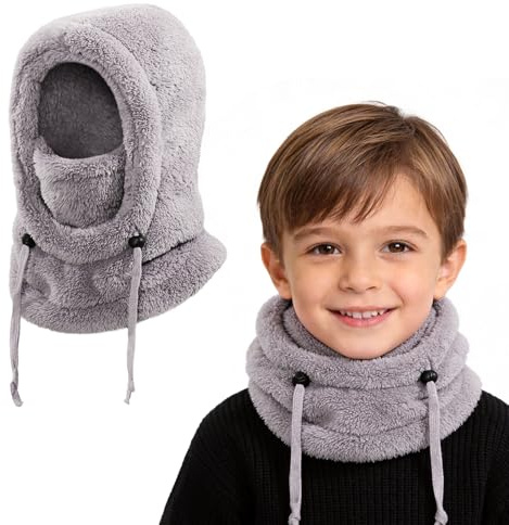 AYPOW Pasamontañas Térmico Invierno para Niños Niñas 3-10 Años, Multifuncional Prueba de Viento Ajustable Máscara De Esquí Ciclismo, Sombreros Gorro Forro Polar Cálido, Calentador de Cuello Mascarilla