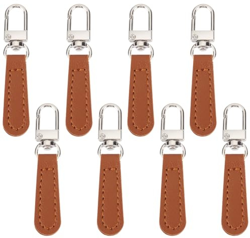 CALFOVERA 8 Tirette de Fermeture Éclair en Cuir PU Marron Amovible Amovible et Décorative pour Sacs à Main Valises Bagages Sacs à Dos Vestes et Autres Accessoires de Bricolage.