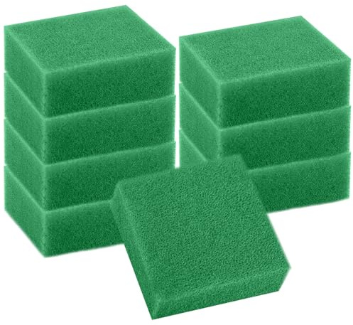 8 spugne filtranti, 95 x 95 x 48 mm, spugna filtrante per acquario, spugne sottili, 50PPI cotone biochimico ad alta densità, compatibili con Juwel Compact/Bioflow 3.0/M (verde)