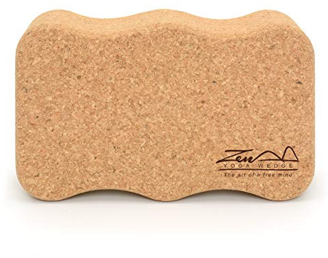 Cork Yoga Block Onda – By ZenYogaWedge - Premium 100% Natural Single Brick For Beginners and Professionals Yoga Pilates Classes Home Exercise Fitness Non-Slip Grip - Eco-Friendly