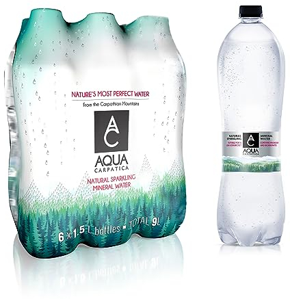 AQUA Carpatica 1.5L x 6 - Pure Natural Sparkling Mineral Water for Optimal Hydration, Nitrate-Free, Abundant in Calcium & Magnesium, Naturally Alkaline, Enriched with Natural Electrolytes