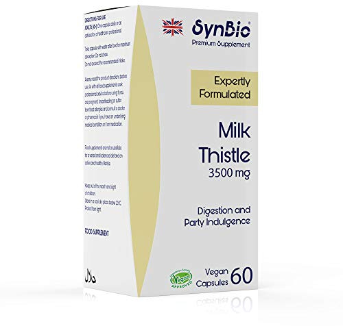 SynBio Premium - Milk Thistle | 60 Vegan Capsules | Ideal for Party Indulgence & Recovery | Natural Liver Care for Active Lifestyles | Free from Dairy, Gluten, Gelatine
