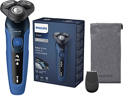Philips Shaver Series 5000, Wet and Dry Electric Shaver, ComfortTech blades 360°, Contour Heads, Advanced Display, SmartClick Precision Trimmer, S5466/18 For Unisex-Adults