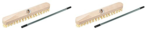 Novaliv 2 limpiaparabrisas de madera con cerdas de plástico con rosca y barra telescópica, cepillo para suelo PPN, ideal para la limpieza de balcón, terraza, jardín, interior y exterior