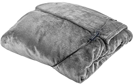 Carmen C81149GRY Heated Wearable Blanket / Throw, Heat Element in the Pocket for Warmth, Washable with 4 Heat Settings, 90 min Automatic Timer, Detachable Controller, Product Size p183 x 155cm, Grey