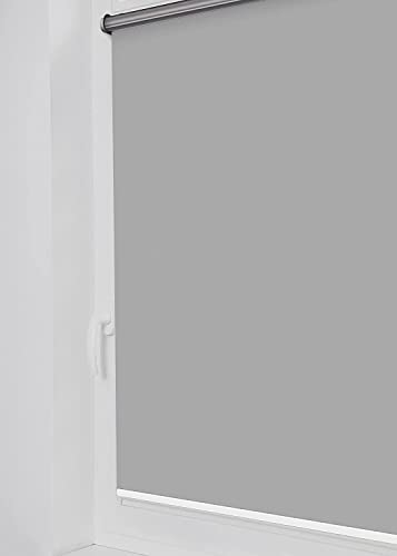 Tom'Shop® Verdunkelungsrollo Klemmfix ohne Bohren[Grau, 130cm x 150cm] Seitenzugrollo Thermorollo Klemmrollo mit Klemmträger Fensterrollo Super Blackout Rollo