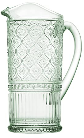 Godinger Glass Water Pitcher - Elegant Claro Collection, Green, 33oz