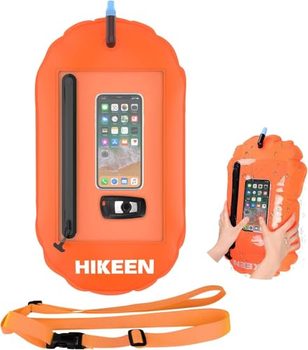 BOOSTEADY Swim Buoy – Waterproof Phone Dry Bag with Touchscreen, Open Water Swimming Float with Adjustable Waist Belt for Open Water Swimmers & Triathletes-Orange