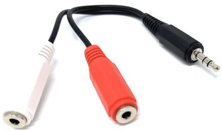 DRUT 15cm 3.5mm Stereo Jack Plug to 2 x 3.5mm Mono Jack Sockets Cable Lead 0.5ft