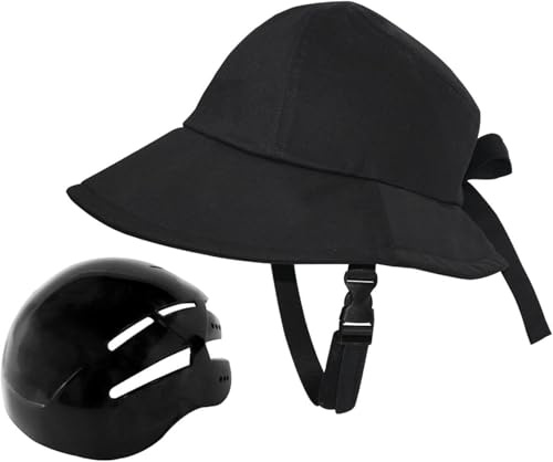 LIODFGLER Women Cycling Helmet for Sun Hat with Bike Helmet Fashion Breathable Sunscreen Head Protection Bicycle Helmet Hats (Black,one Size)