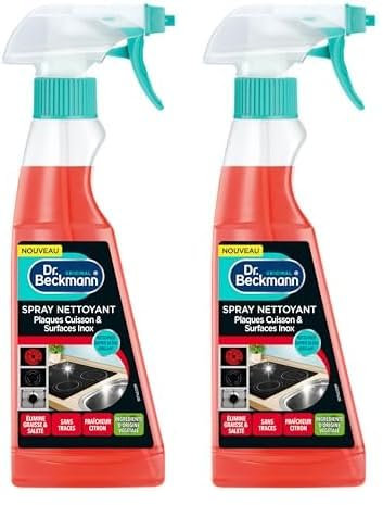 Dr. Beckmann Spray Nettoyant Plaques Cuisson & Surfaces Inox |Nettoyage rapide ultra-brillant| 250 ml (Lot de 2)