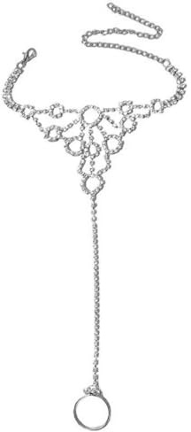 IMINI Circle Rhinestone Barefoot Sandals for Women Girls - Adjustable CZ Bohemian Foot Chain Anklet, Sparkling Beach Jewellery for Summer Weddings & Festivals 1Pcs (Silver)