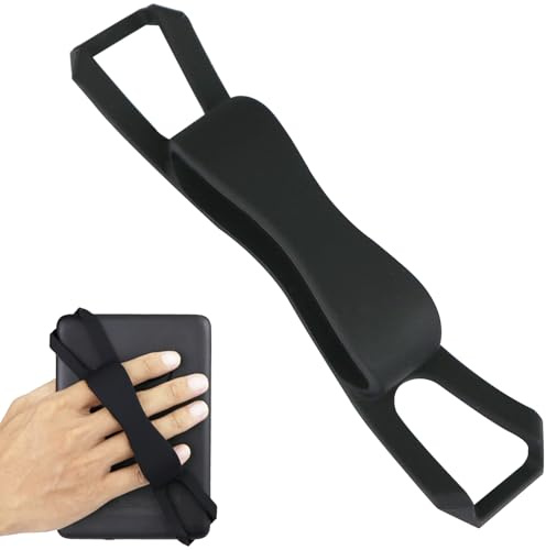 ZhaoCo Universal Antideslizante de Silicona Correa de Mano Dedo Agarre Soporte para 6-8 Kindle eReaders Fire Tableta - Kobo/Voyaga/Lenovo/Sony Kindle E-Book Tablet (Negro (Nueva versión))