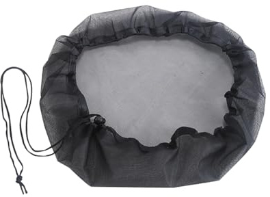 100 cm Water Butt Mesh Cover Adjustable Rain Barrel Net Cover Water Barrel Fine Mesh Lid Bucket Protective Net Rain Collector Protector with Drawstring for Leaves Debris