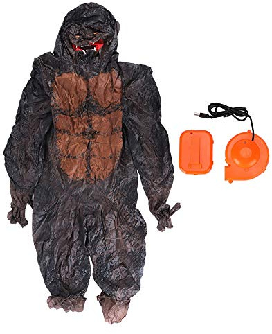 Uppblåsbar dräkt, 190t vattenbeständig polyester gorilla Uppblåsbar dräkt med luftblåsare för halloween festivaler partier parker djurparkdekoration (X117)