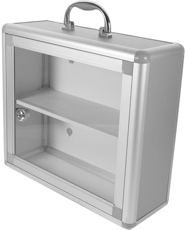 TOBBOMEY Scatola Porta Farmaci in Lega di Alluminio con Serratura Capacità e Design Sicuro Organizer da Parete Portatile per Casa Ufficio e Attività Outdoor