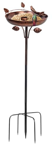 Baño De Aves De Jardín - Alimentador De Agua Para Pájaros De Metal De 104.1 Cm, Dispositivo De Cuenca Para Pájaros, Accesorio Para Exterior, Estaca Decorativa De 5 Pines | Baño De Aves Para Jardín
