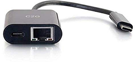 C2G USB-C® to Ethernet Adapter With Power Delivery - Black - USB-C Network Adapter Suitable for MacBook Pro, iPad Pro, Dell Latitude, Google Pixel, Chromebook, Huawei and more