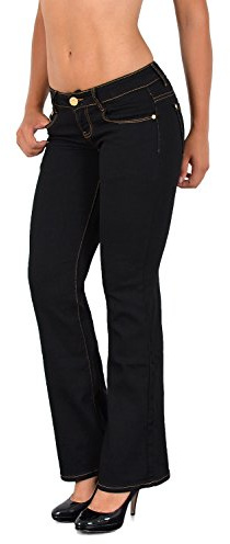 ESRA Jean Femme Bootcut Jean Taille Basse Pantalon Femmes Boot Cut B300