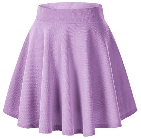 Damen Mädchen Basic Solid vielseitige dehnbaren informell Mini Skater Rock (XL, Lila)