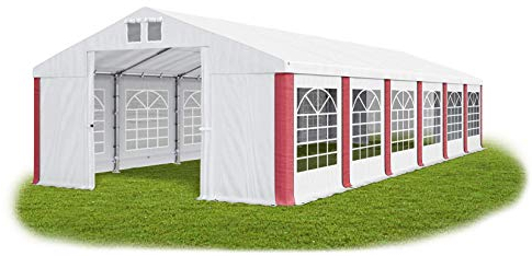 Partyzelt 6x12m wasserdicht weiß-rot Zelt 560g/m² PVC Plane Hochwertigeszelt Gartenzelt Summer SD