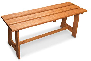 ADGO Banc de Jardin et d'intérieur, Simple, en Bois, 119x37 cm, sans Dossier, Laqué Marron, Imprégné d'une Finition à Base d'eau, Classique, Confortable, Design Minimaliste