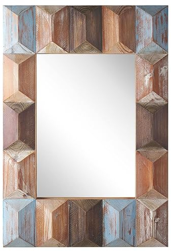 Rechteckiger Wandspiegel mit breitem Rahmen aus Holz bunt 63 x 90 cm Hizote