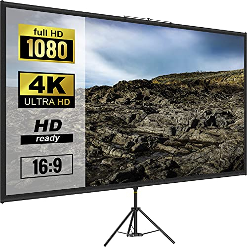 VEVOR 16:9 Beamer Leinwand Stativ 4K HD Stativ Leinwand Präsentationswand Projektionsfläche 160x95cm Projektionsleinwand Stativ 200-250cm höhenverstellbar ideal für Heimkino Tagungsraum Hochzeiten 70