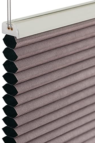 Wabenplissee Verspannt mit Klemmträgern ohne Bohren Verdunklung 90 x 140 cm Silbergrau-braun