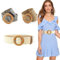 Basetousual 3 Stück Geflochtener Strohgürtel für Damen, Gürtel für Kleid, Stroh Gewebt im Ethnischen Stil Geflochtener Gürtel, Belt Women, Gürtel Stretch, für Damen Kleid (Weiß, Khaki, Farbblock)