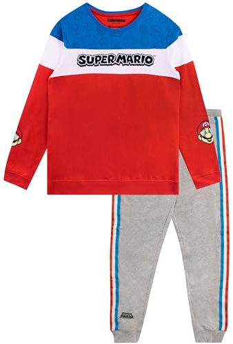 SUPER MARIO BROS Set Felpa e Joggers da Gioco per Ragazzi Outfit da 2 Pezzi per Bambini Multicolore 9-10 Anni