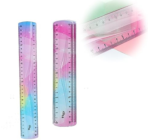 LJFEA Juego de reglas flexibles de 2 piezas Regla de plástico de colores de 30 cm 20cm Irrompible Regla blanda Regla plana plegable Regla métrica Recta para la escuela Aula Niños y adultos