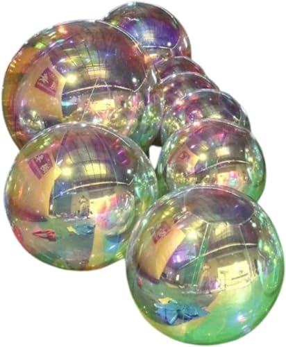 Bolas inflables de espejo de discoteca para interiores y exteriores, bar, DJ, Rave, EDM, club, fiesta, evento, Navidad, decoración colgante, espejo hueco, tamaño grande (plateado) (nueva, negro)