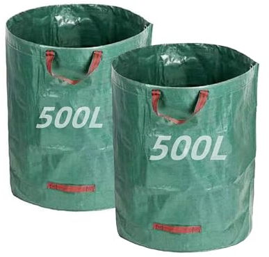 NestNook Garden Waste Bags 500L x 2 Pack Heavy Duty Waste Bags with Handles (500L each), Reusable Garden Bags for Yard Waste, Trimmings, Plant waste grass and Leaves