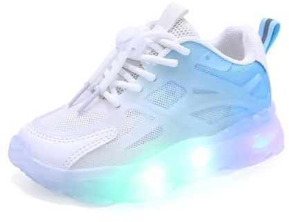 Baskets Lumineuses For Enfants Chaussures Lumineuses LED For Garçons Et Filles Chaussures Clignotantes Printemps Et Été Chaussures De Marche Décontractées Antidérapantes ( Color : blanc , Taille : 22