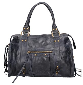Gave Lux Damen-Umhängetasche aus echtem Wildleder. Handwerkliches Produkt. Hergestellt in Italien GLX220609023FBG Dunkelblau 41x28x13 cm