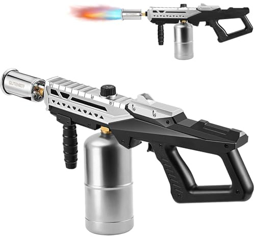Gutenguy Powerful Propane Grill Torch Gun, Sous Vide Torch With Adjustable Flame, Flamethrower Gun Charcoal Lighter for BBQ, Campfire, Searing Steak, Cooking (Tank Not Included)
