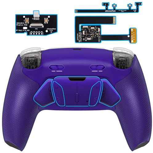 eXtremeRate RISE4 Plus MAX Remap Kit für ps5 Controller BDM-010/020, Re-Design Gummiert Griff Rückgehäuse&Back Paddles Aufsatz&Einstellbar Clicky Trigger Modul Kit für ps5 Controller-Galactic Purple